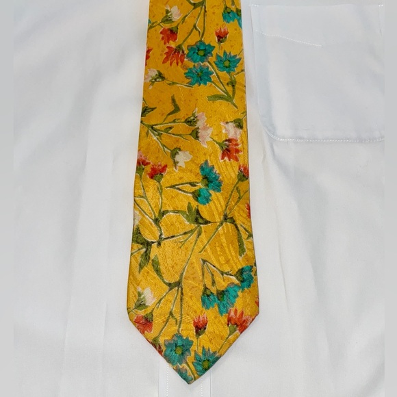Gherardini Firenze Other - Floral Patterned Yellow Silk LP Tie